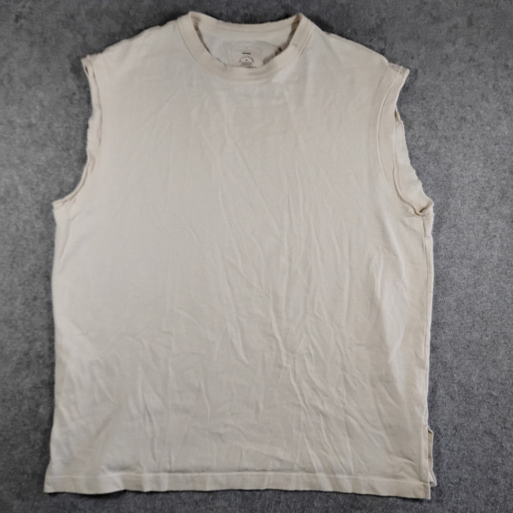 Maden Clothing Muscle Shirt Mens Size XXL Cream Sleeveless Tank Cut Off Vest Top